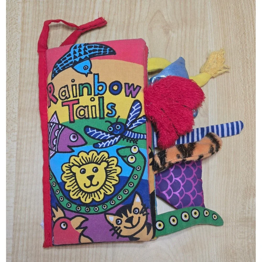 Jellycat Rainbow Tails Soft Cloth Crinkle Sensory Baby Book PLZ READ DESCRIPTION